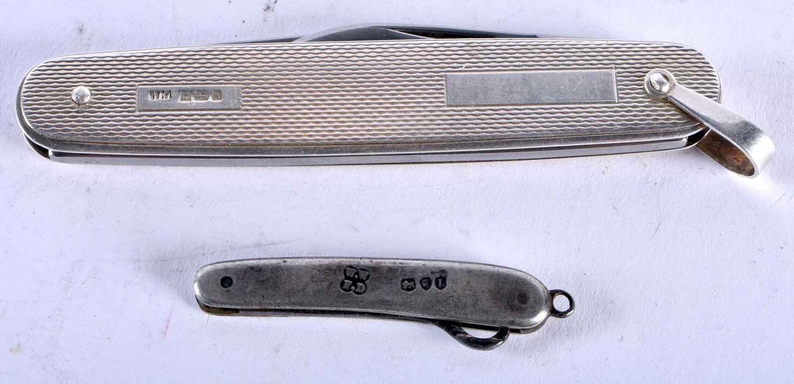 A Silver Bladed Folding Double Pen Knife and a Silver Folding Lace Hook. Hallmarked Sheffield 1997. (1 of 3)