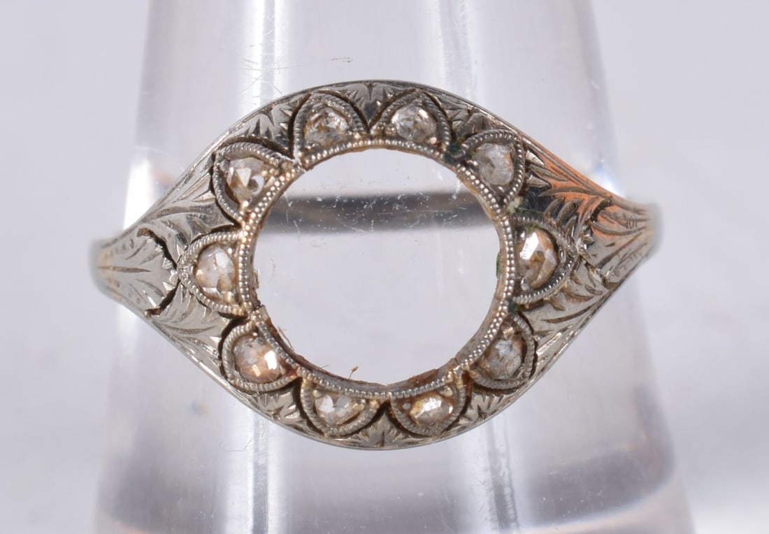 A PLATINUM RING MOUNT. 2.6 grams. P. (1 of 3)
