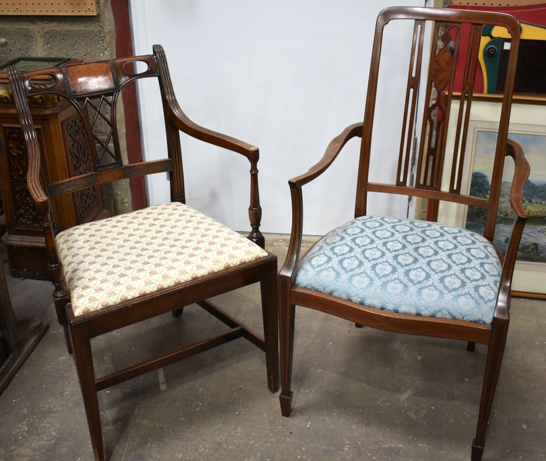 TWO ANTIQUE CHAIRS. Largest 99 cm x 45cm x 54 cm. (2): TWO ANTIQUE CHAIRS. Largest 99 cm x 45cm x 54 cm. (2)