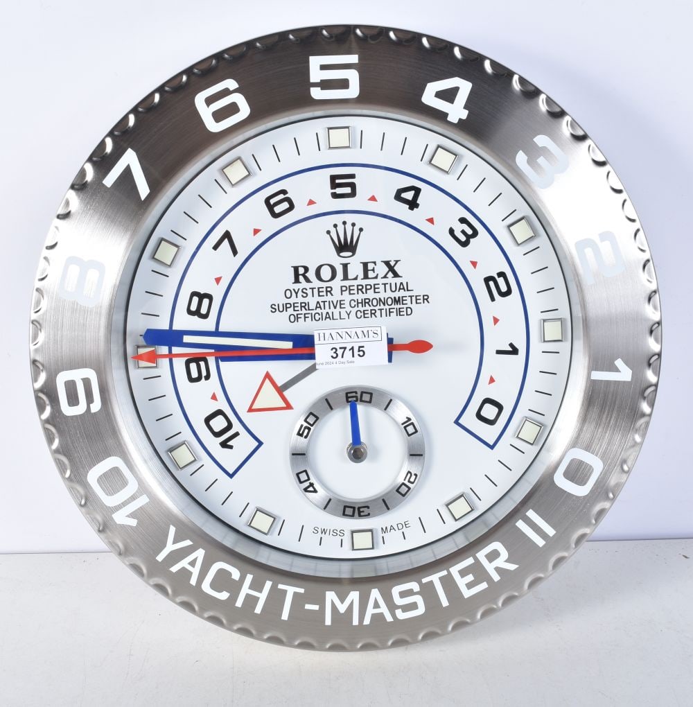 A Contemporary Rolex dealership wall clock 34 cm (1 of 1)