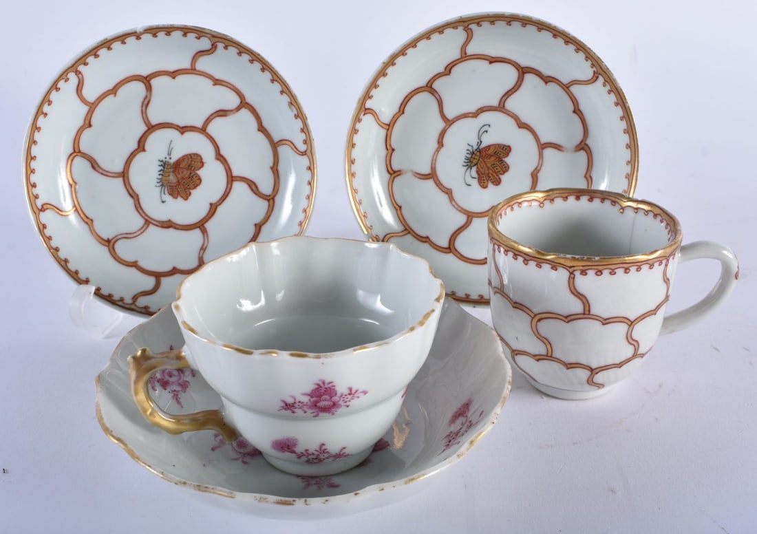 TWO 18TH CENTURY CHINESE EXPORT TEACUPS AND SAUCERS Qianlong. 10 cm wide. (5) (1 of 12)