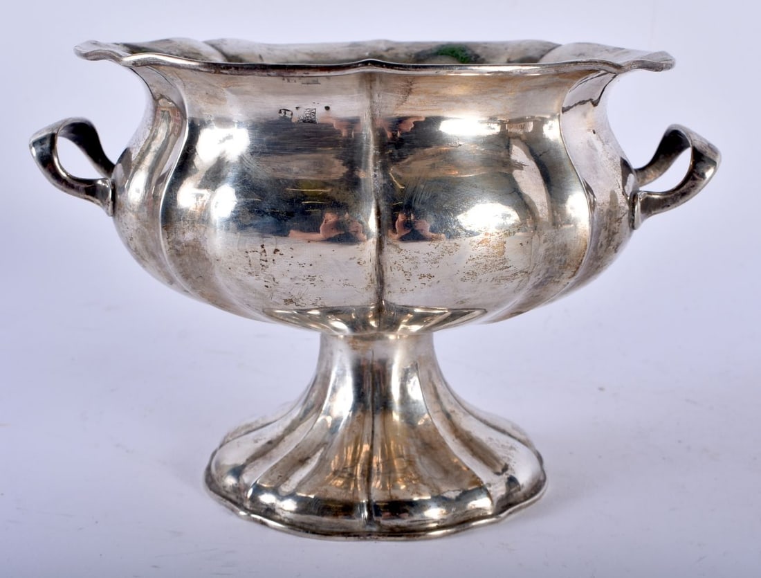 AN ANTIQUE RUSSIAN SILVER TWIN HANDLED BOWL. 376 grams. 12 cm x 15 cm. (1 of 6)
