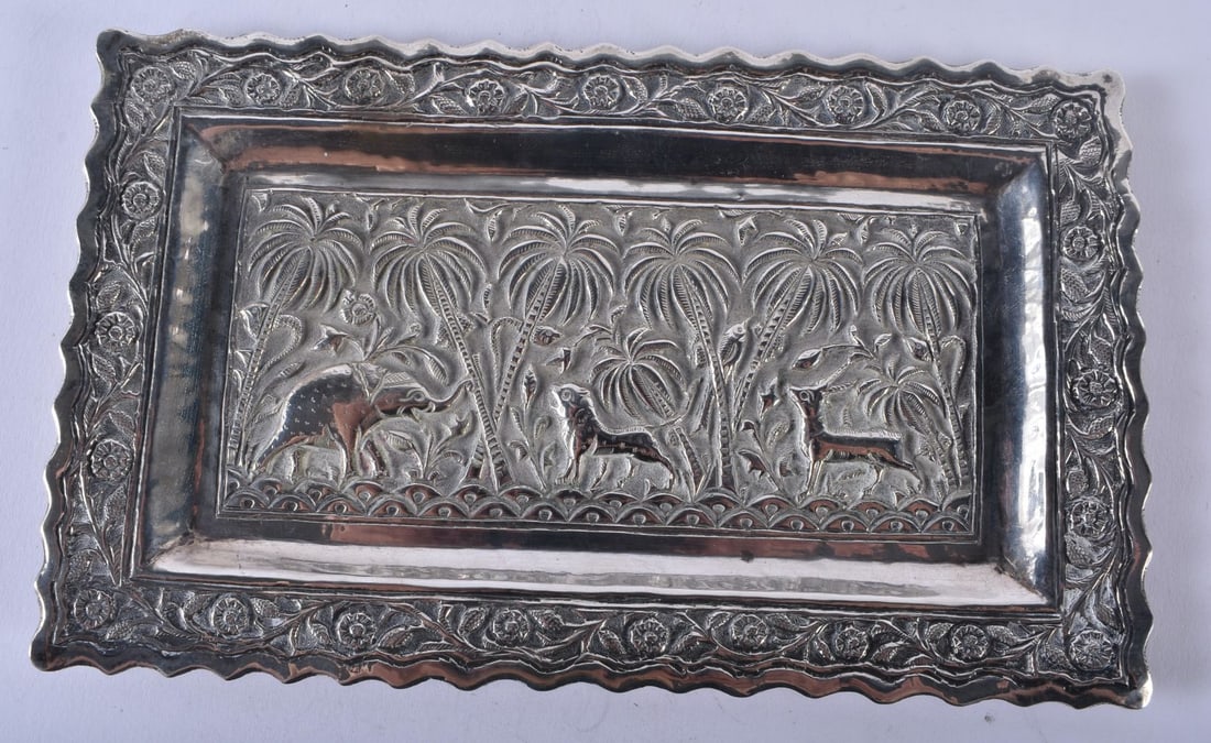 An Indian Silver Pin Tray.  19.2cm x 11.5cm x 0.8cm, weight 141g (1 of 4)