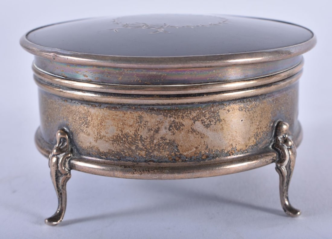 A Silver Trinket Box with a Tortoiseshell Lid by Henry Matthews, Hallmarked Birmingham 1928.  8cm x (1 of 4)