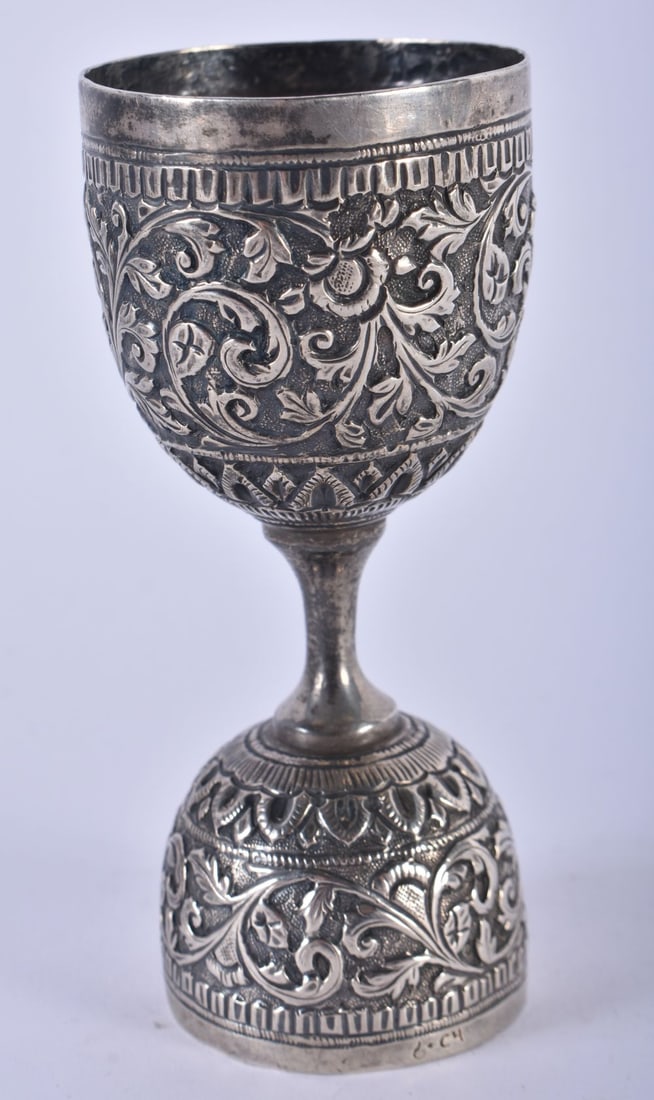 A Silver Jigger with Middle Eastern Design.  10cm x 4.4cm, weight 71.6g (1 of 4)