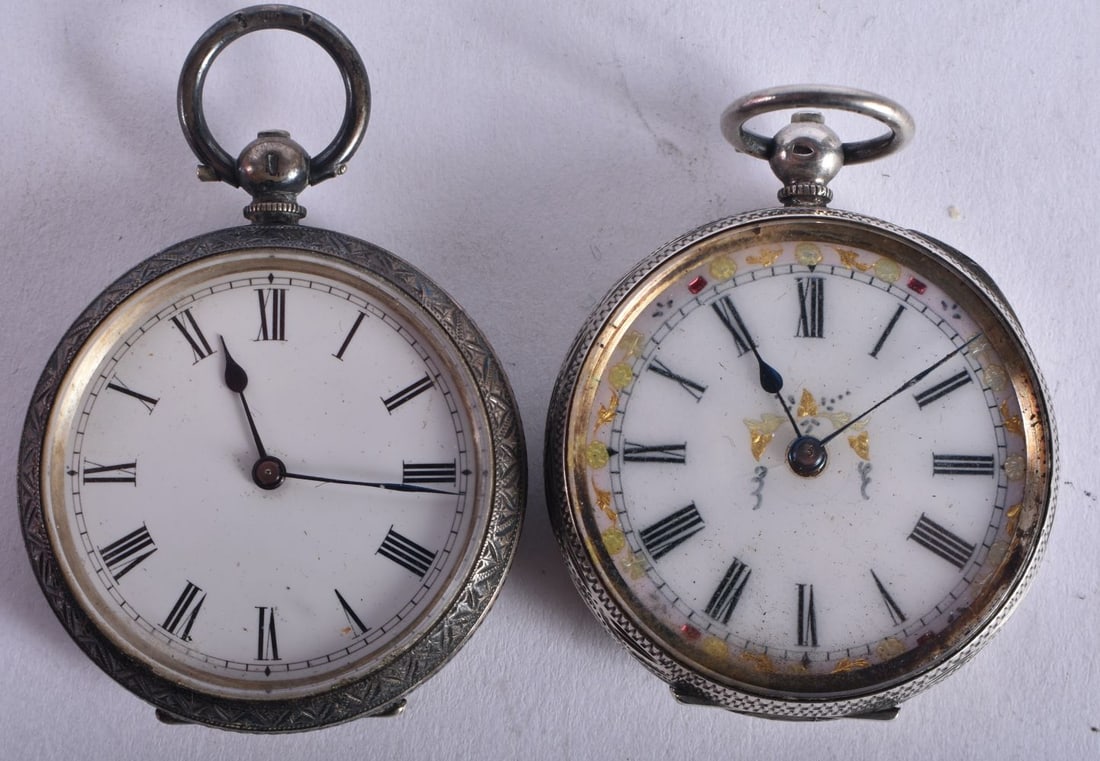 Womens Silver Vintage Fob Watches  Stamped 935.  Movement - Key-Wind .  NOT WORKING.  Inc. Gilded (1 of 4)