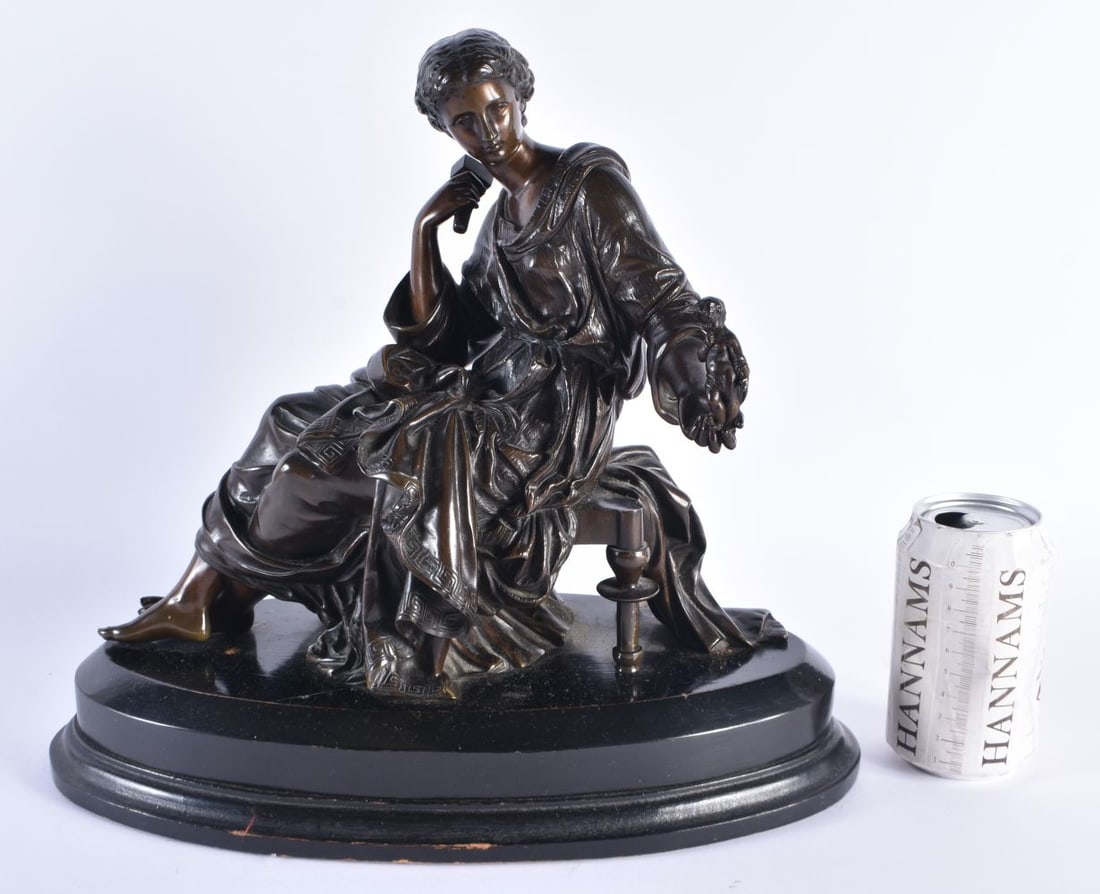 French School (19th Century) Bronze, Seated lady. 34 cm x 32 cm. (1 of 7)