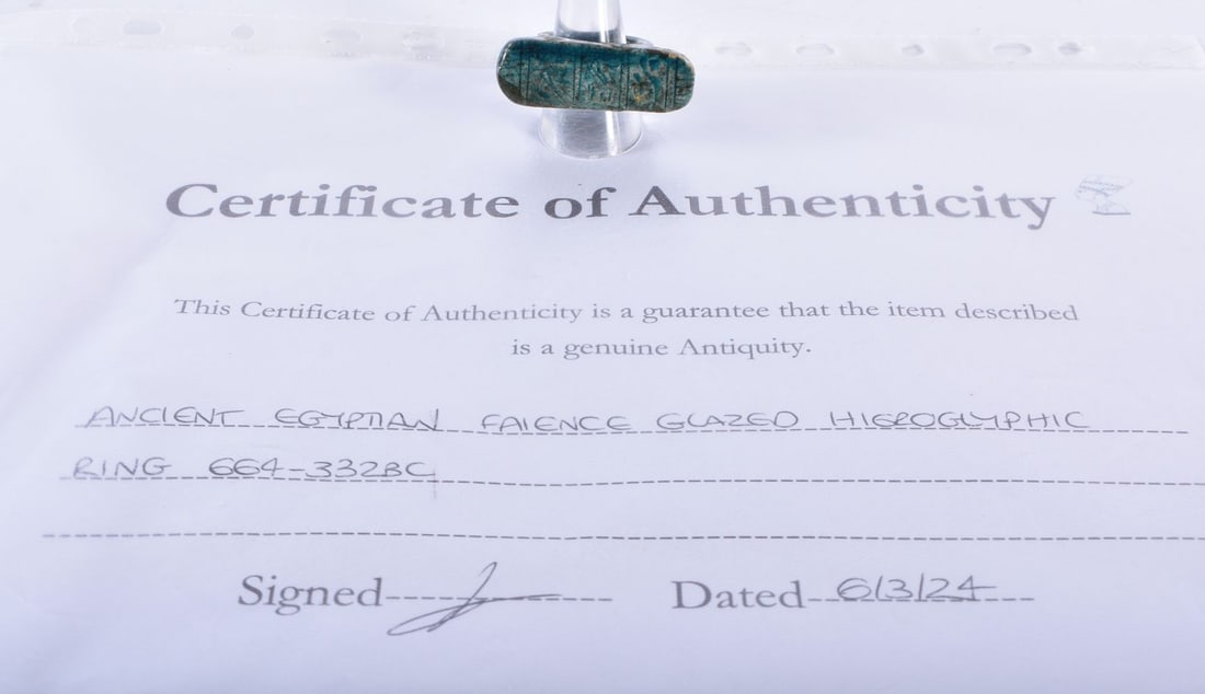 AN ANCIENT EGYPTIAN FAIENCE GLAZED RING 664-332 BC. 4 cm x 3 cm. (1 of 3)