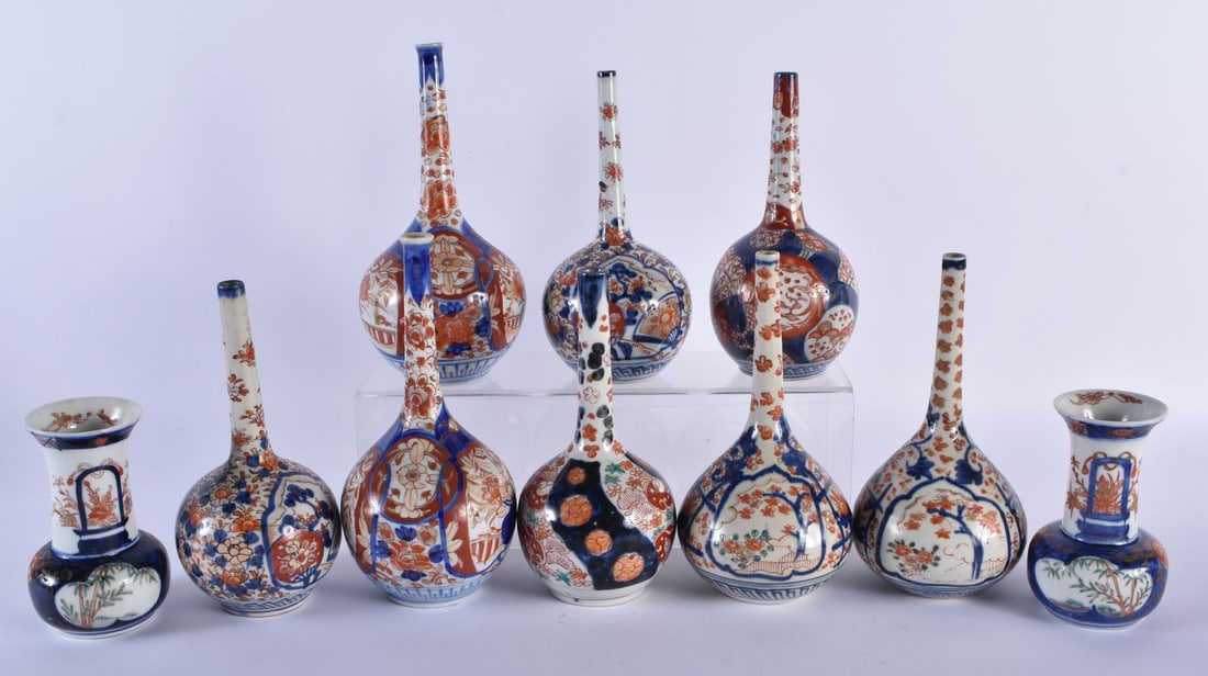 ASSORTED 19TH CENTURY JAPANESE MEIJI PERIOD IMARI VASES. (10): ASSORTED 19TH CENTURY JAPANESE MEIJI PERIOD IMARI VASES. (10)