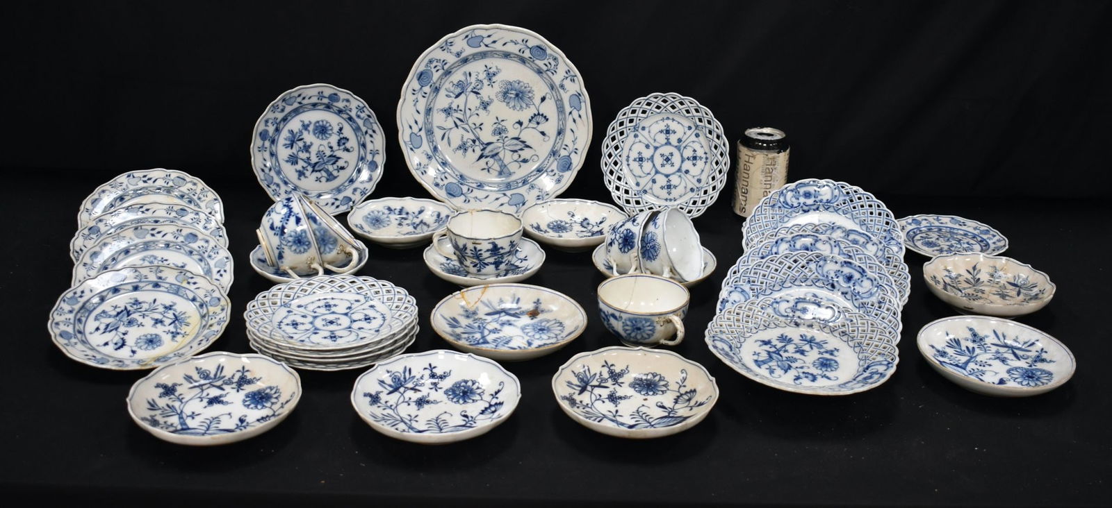 A collection of 19th Century Meissen plates together with other blue and white plates 25 cm (37). (1 of 5)