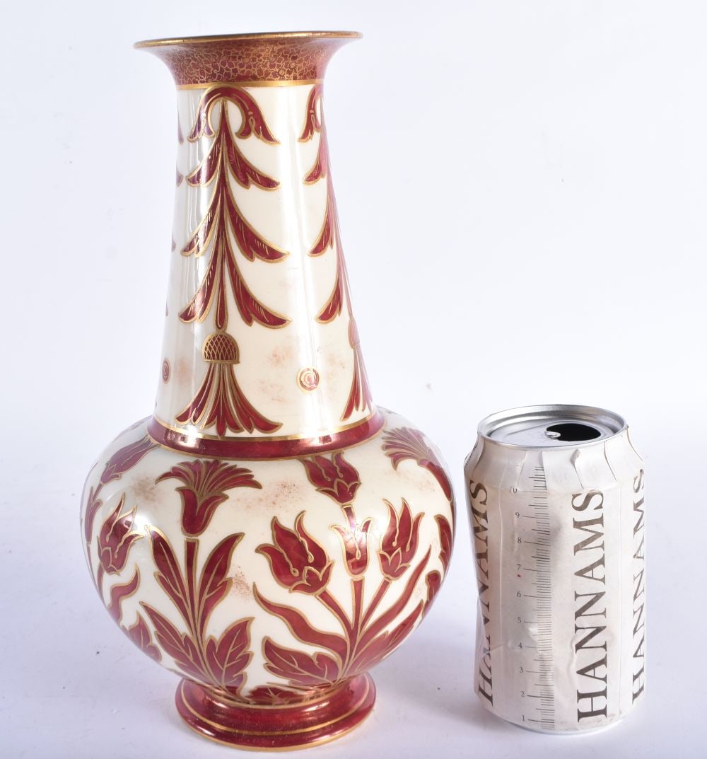 A LOVELY DOULTON BURSLEM RUBY LUSTRE PORCELAIN VASE painted in the Manner of William De Morgan. 26.5 (1 of 5)