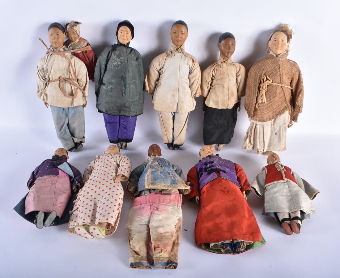 A RARE SET OF TEN EARLY 20TH CENTURY CHINESE DOOR OF HOPE MISSIONARY DOLLS in various forms, with or (1 of 8)