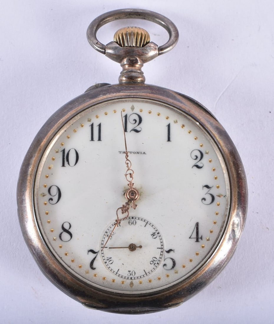 Mens Vintage Teutonia 800 Silver Pocket Watch Hand-Wind Working. 90.9 grams. 5 cm diameter.: Mens Vintage Teutonia 800 Silver Pocket Watch Hand-Wind Working. 90.9 grams. 5 cm diameter.
