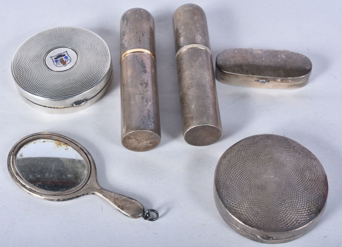 Five Ladies Silver Vanity Items.  Various Marks incl London 1930.  Largest 8.1cm x 1.8cm, total weig (1 of 7)