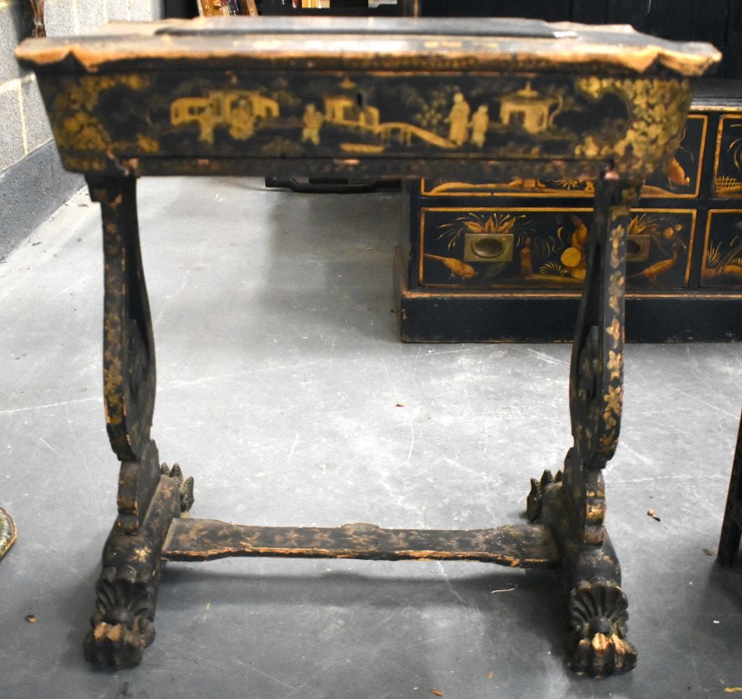 AN EARLY 19TH CENTURY CHINESE EXPORT BLACK LACQUER COUNTRY HOUSE WORK BOX. 72 cm x 64 cm. (1 of 7)