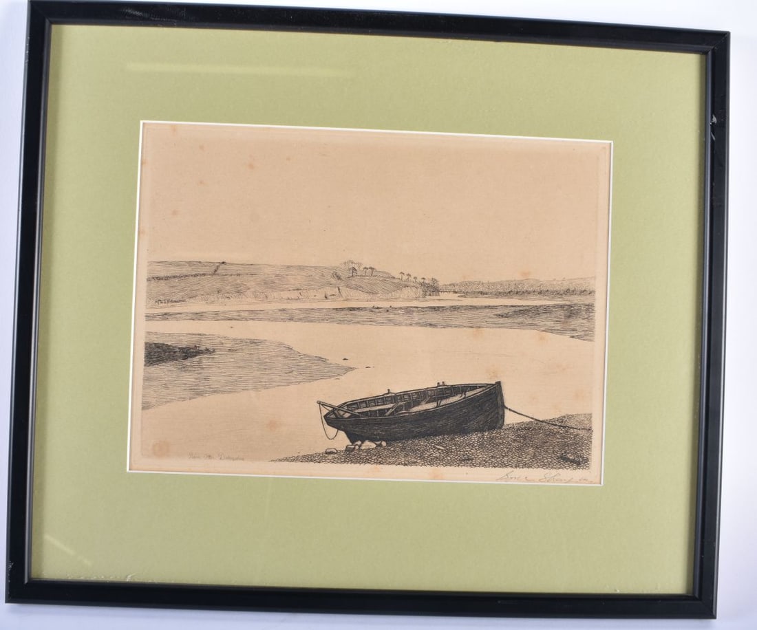 River Otter Devonshire etching by Sydney Sharpe 1878. Image size ? 24cm x 18cm. Framed size ? 38cm x (1 of 4)