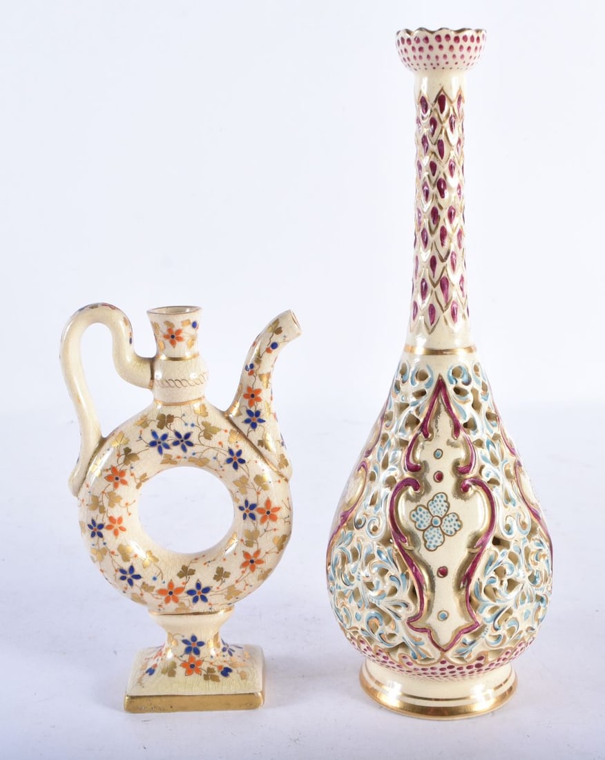 TWO ANTIQUE HUNGARIAN POTTERY VESSELS. Largest 22 cm high. (2) (1 of 5)