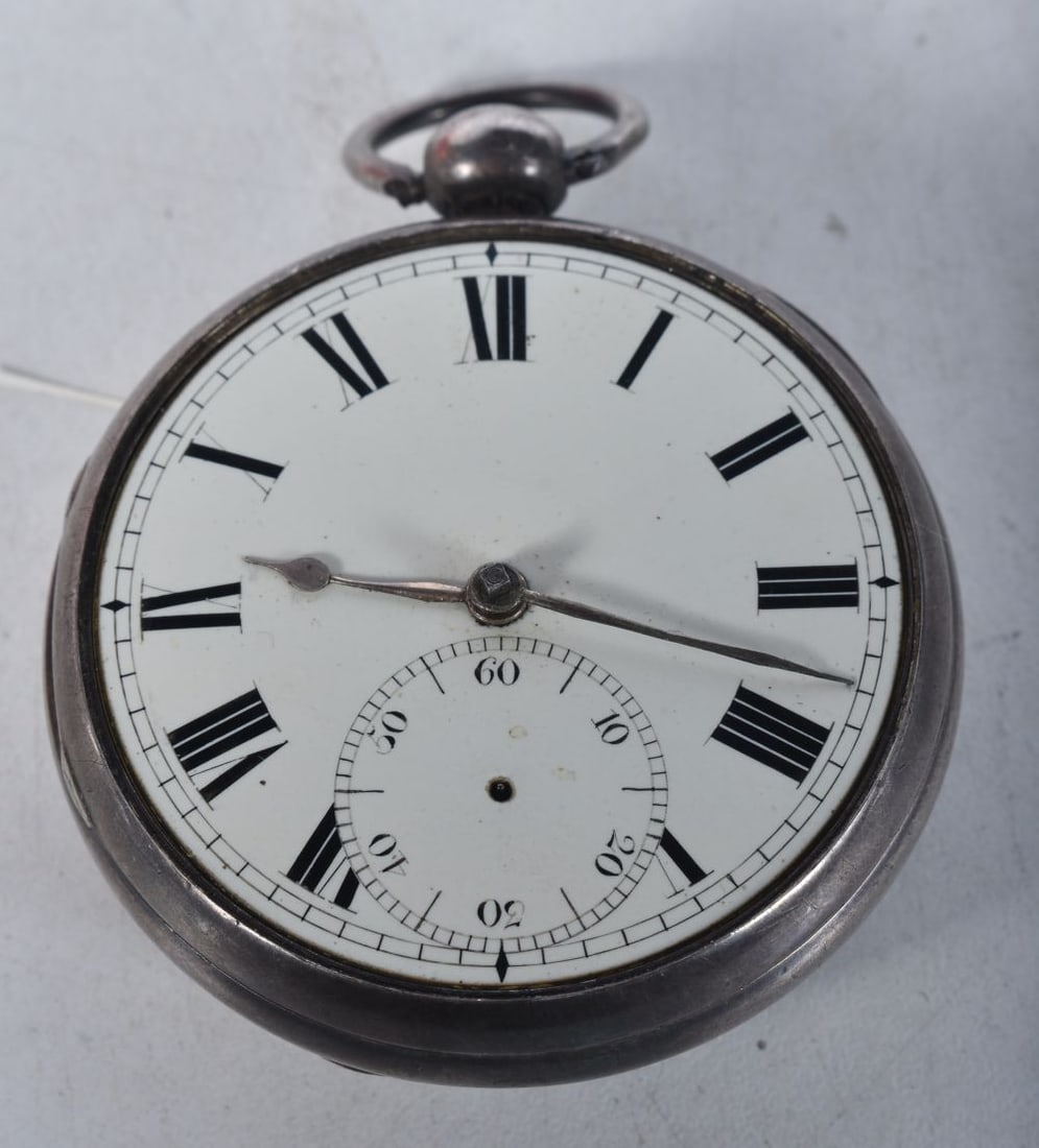 AN ANTIQUE SILVER POCKET WATCH. London 1821. 134.8 grams overall. 5.5 cm wide. (1 of 2)