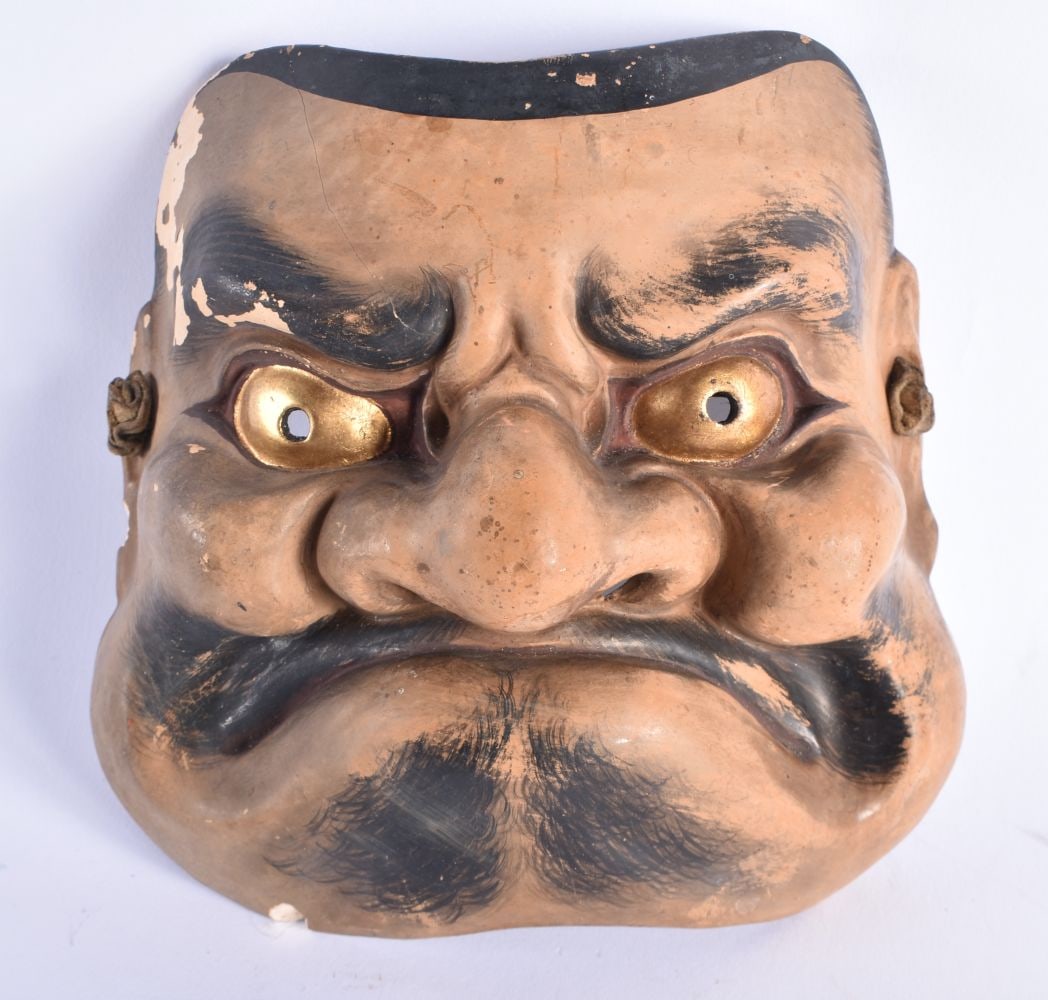 Ko-Beshimi Antique Clay Japanese Noh Mask. 18 cm x 15 cm.: Ko-Beshimi Antique Clay Japanese Noh Mask. 18 cm x 15 cm.