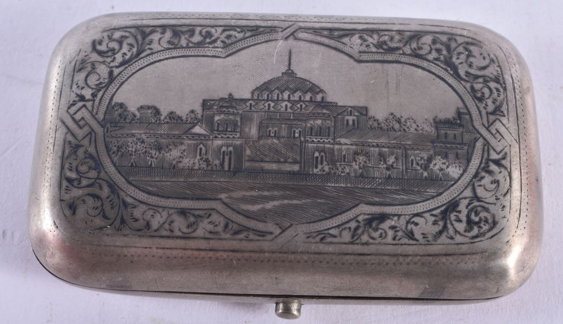 AN ANTIQUE RUSSIAN NIELLO SILVER CASE. 92.3 grams. 9.75 cm x 6 cm. (1 of 4)