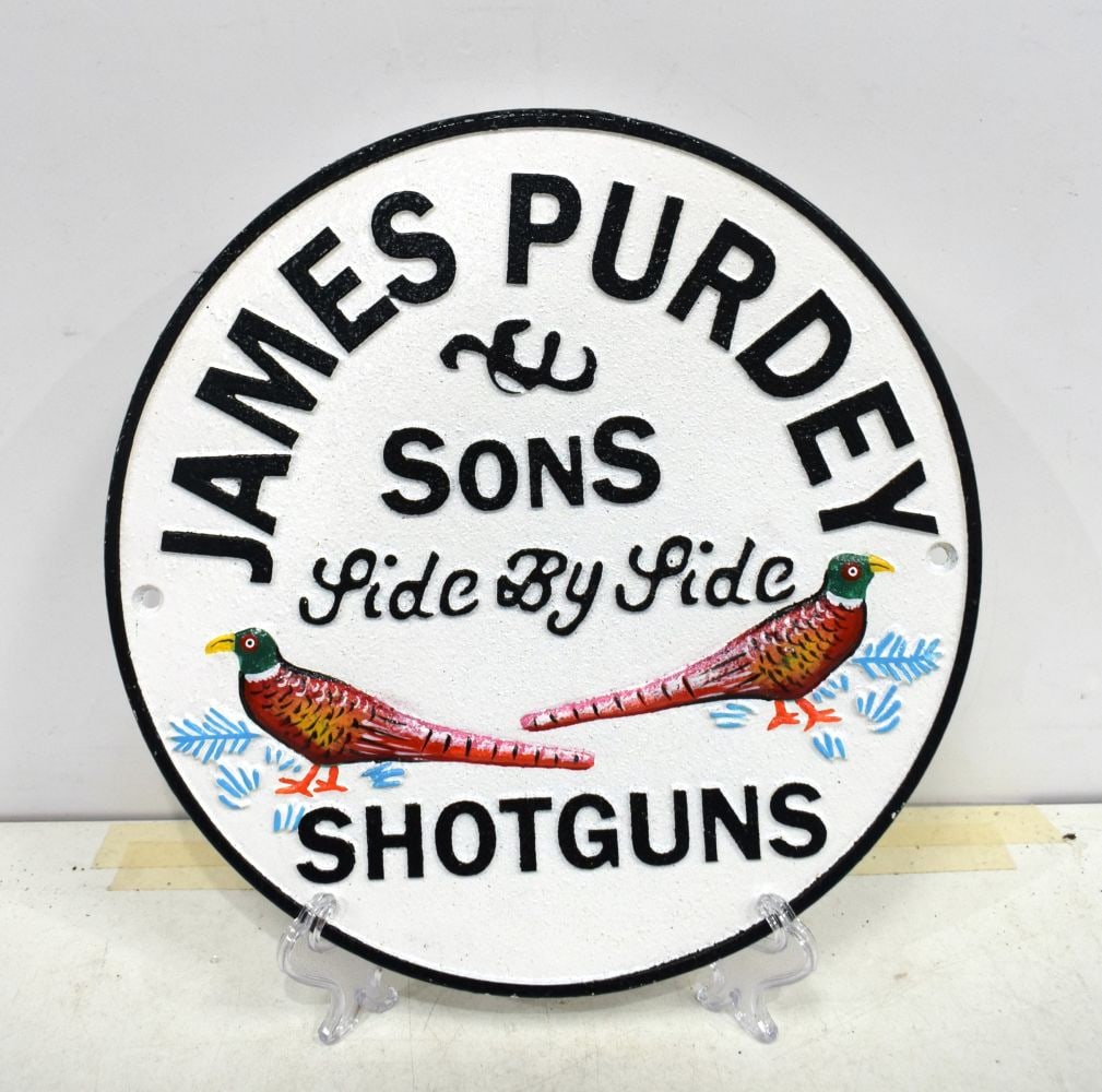 James Purdey & Sons cast iron edvertising plaque. 24 cm diameter. (1 of 1)
