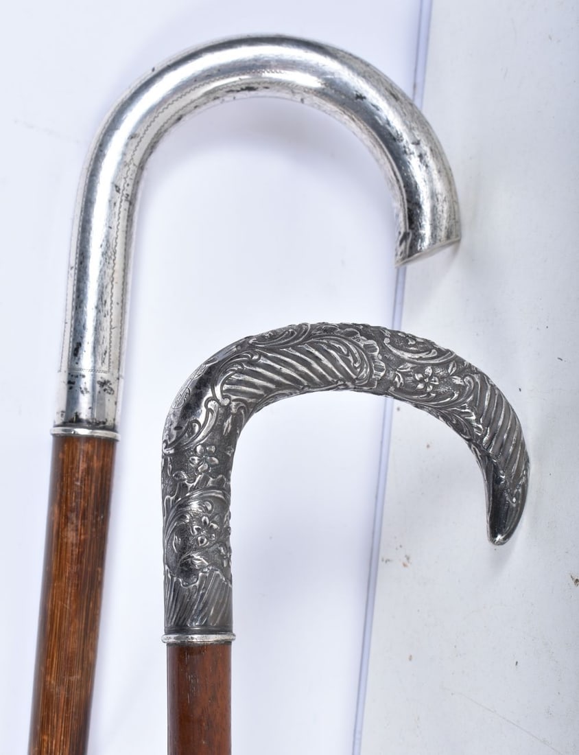 Two silver handled walking canes 91cm (2) (1 of 4)