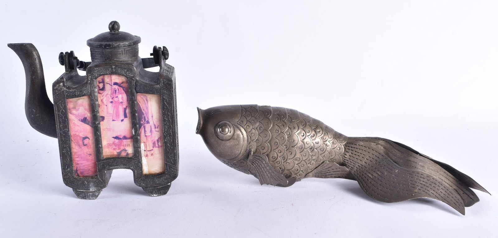 Articulated Fish & Asian Teapot w/ Glass Paneling. (2) (1 of 10)
