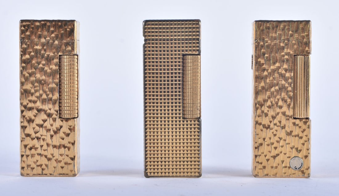Dunhill Rollagas Gold Plated Lighters. (3): Dunhill Rollagas Gold Plated Lighters. (3)