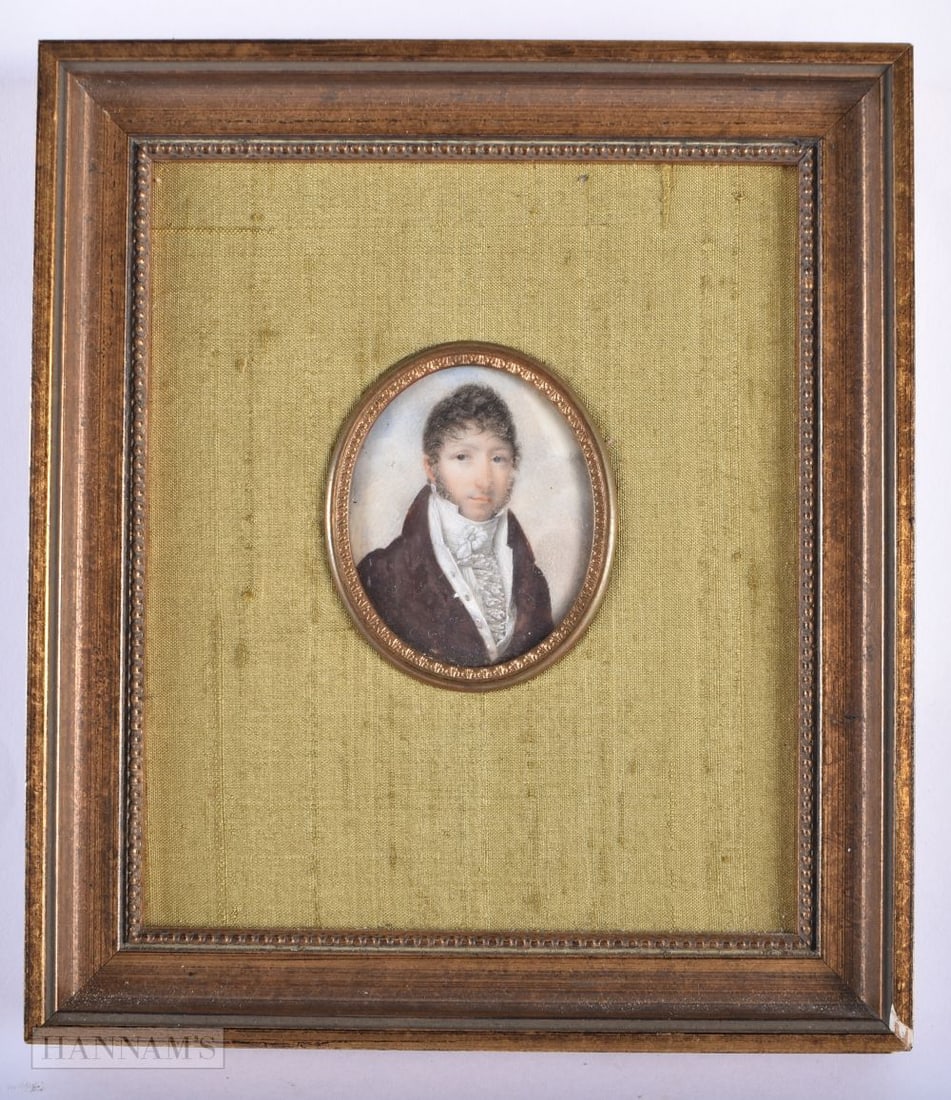 English School (C1900) Watercolour, Portrait of a handsome male. 17 cm x 14.5 cm (1 of 3)