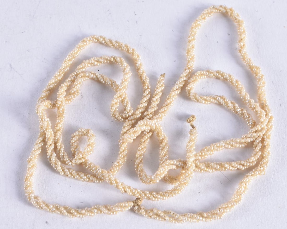 A VICTORIAN MICRO PEARL NECKLACE. 6.4 grams. 83 cm long. (1 of 3)