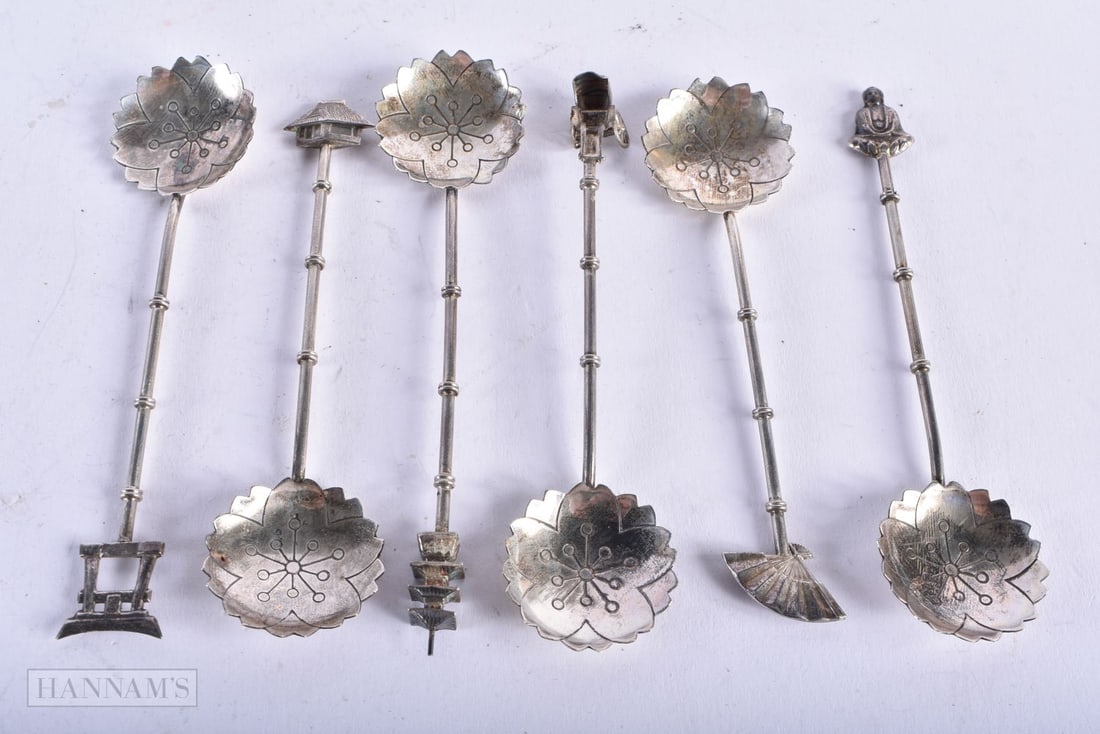 Vintage Sterling Silver Japanese Demitasse Spoons with Bamboo Shaped Handles.? Stamped Sterling 950. (1 of 3)