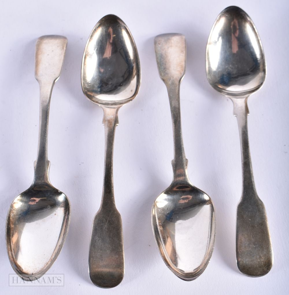 Four Georgian Silver Spoons by William Bateman Hallmarked London 1829.  13.4cm x 3cm, total weight 7 (1 of 4)