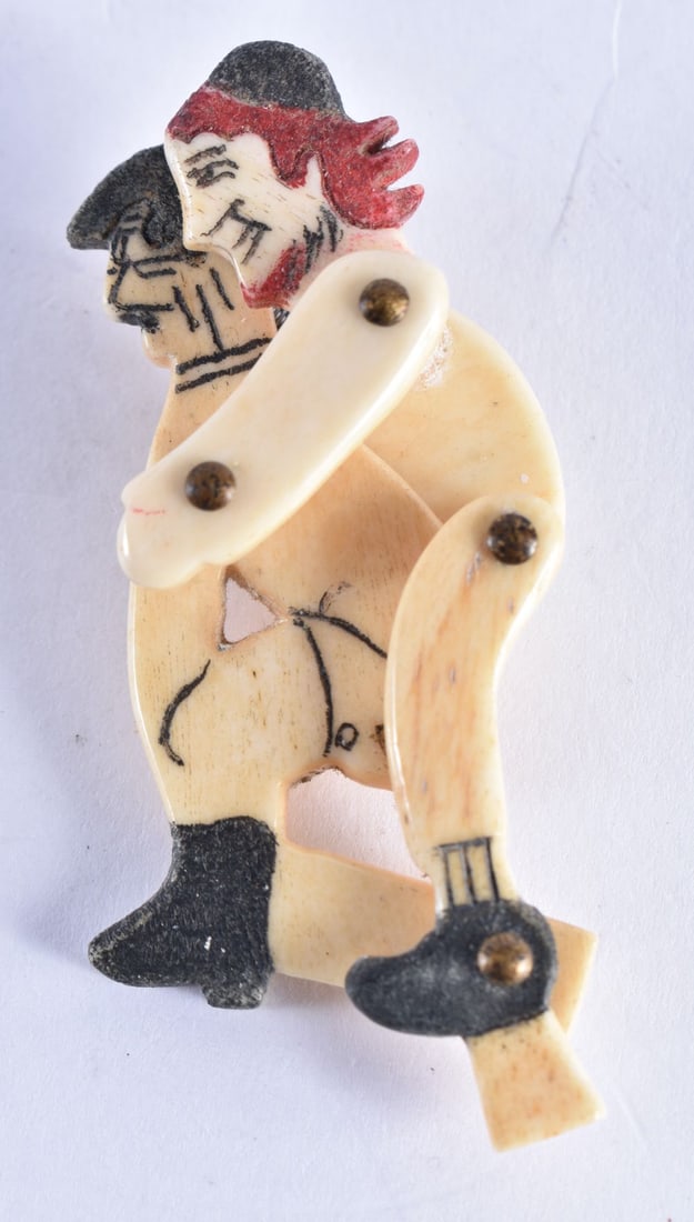 A CHINESE CARVED BONE HITLER AUTOMATON. 10.6 grams. 6.25 cm x 2.75 cm.: A CHINESE CARVED BONE HITLER AUTOMATON. 10.6 grams. 6.25 cm x 2.75 cm.