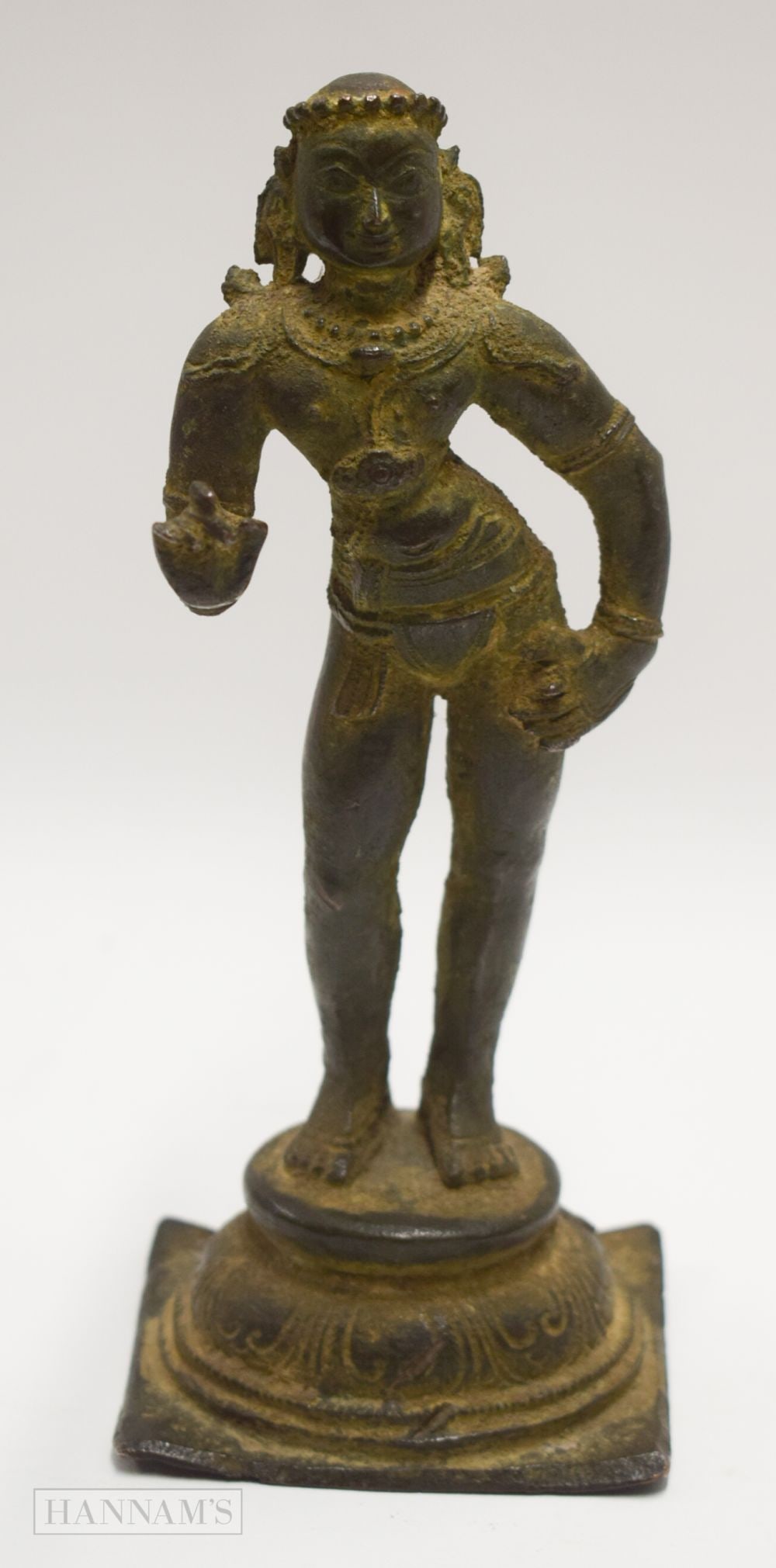 A BRONZE FIGURE OF A STANDING APSARA OR SOUTH INDIAN SAINT, PROPERTY FROM A PRIVATE FRENCH COLLECTIO (1 of 11)