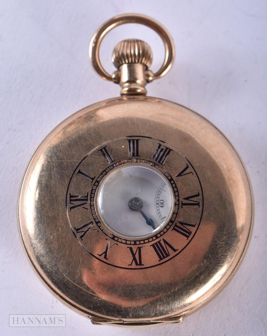 Vintage Rolled Gold Half Hunter Pocket Watch.  Movement - Hand-Wind.  WORKING - Running.  Dimensions (1 of 4)