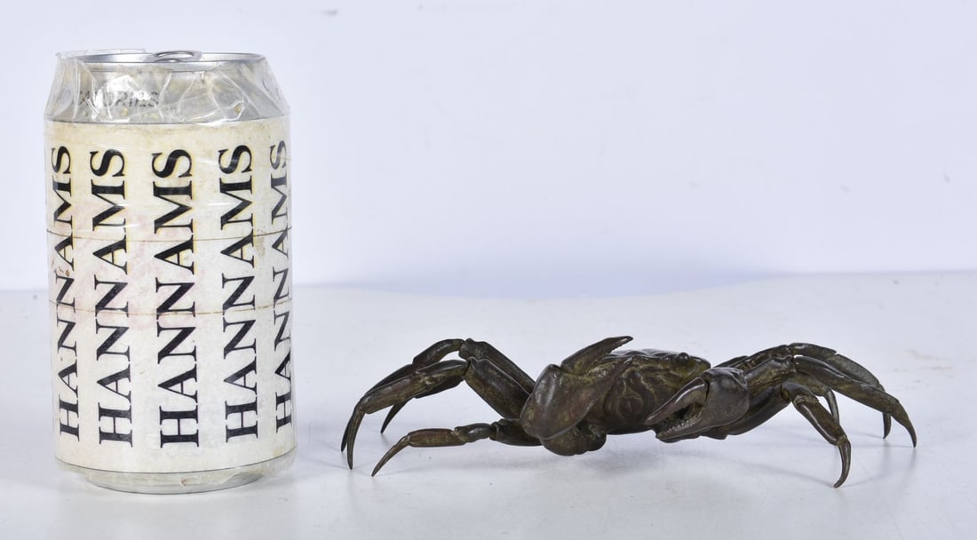 A Japanese bronze crab with articulated legs 16cm . (1 of 3)