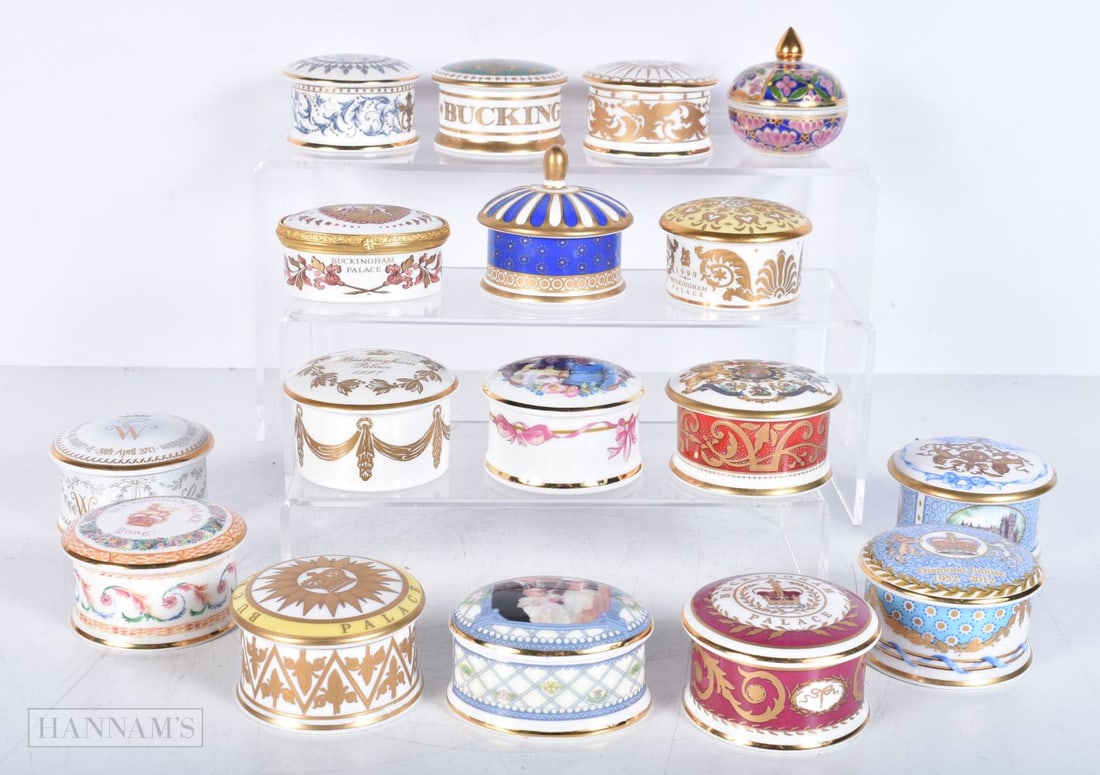 A collection of Commemorative small ceramic pots 6cm.(17) (1 of 7)