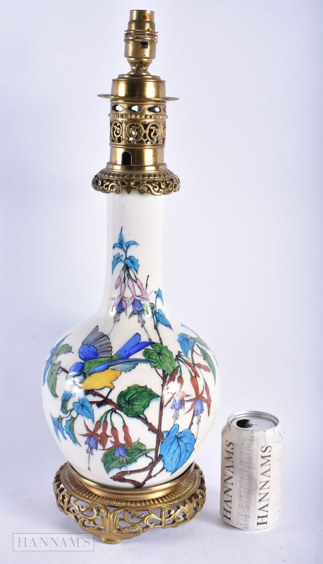 A LARGE 19TH CENTURY FRENCH AESTHETIC MOVEMENT PORCELAIN LAMP in the Manner of Theodore Deck. 52 cm: A LARGE 19TH CENTURY FRENCH AESTHETIC MOVEMENT PORCELAIN LAMP in the Manner of Theodore Deck. 52 cm high.