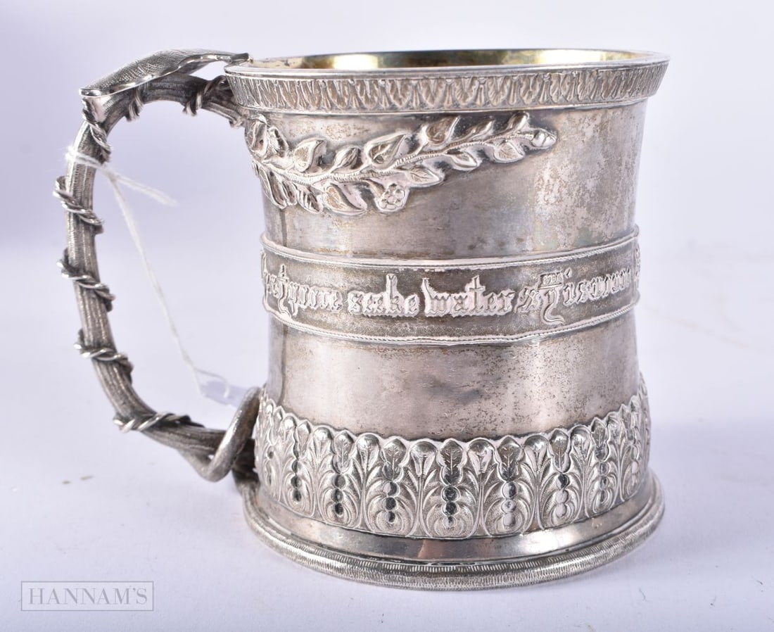 .950 silver tankard / cup 346g. 12.75 cm x 9.75 cm. (1 of 6)