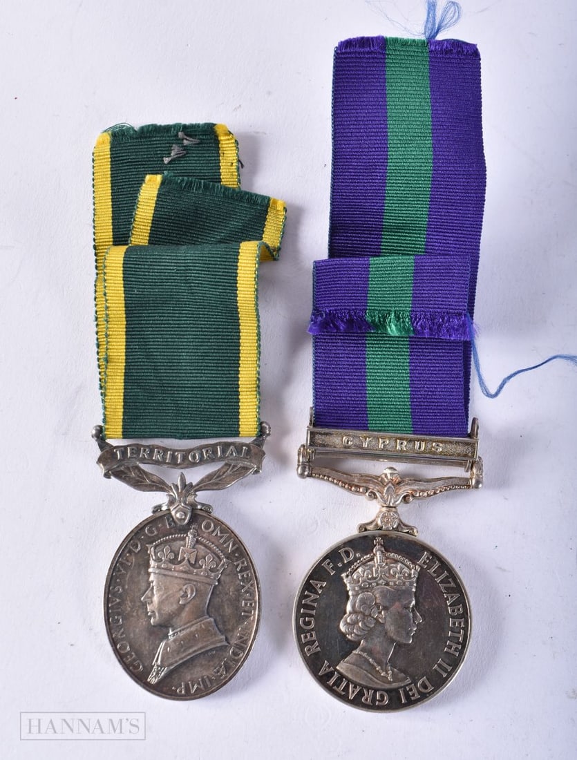 GVI-ERII GSM Cyprus Medal Pair GSM 22963415 cfn J Ruff REME Territorial Gnr Ruff. 77.4 grams. 6 cm x (1 of 4)