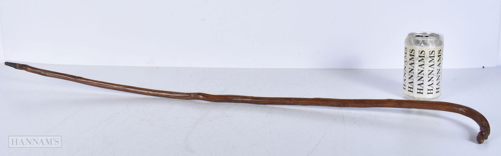 A  carved willow dogs head walking cane 88cm. (1 of 4)