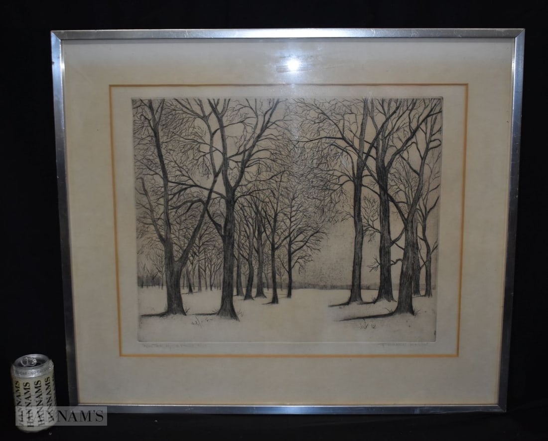 Francis Robert Kelly(American 1927-2012)signed Limited edition print 6/25, Winter in Hyde park 40: Francis Robert Kelly(American 1927-2012)signed Limited edition print 6/25, Winter in Hyde park 40 x 49cm.
