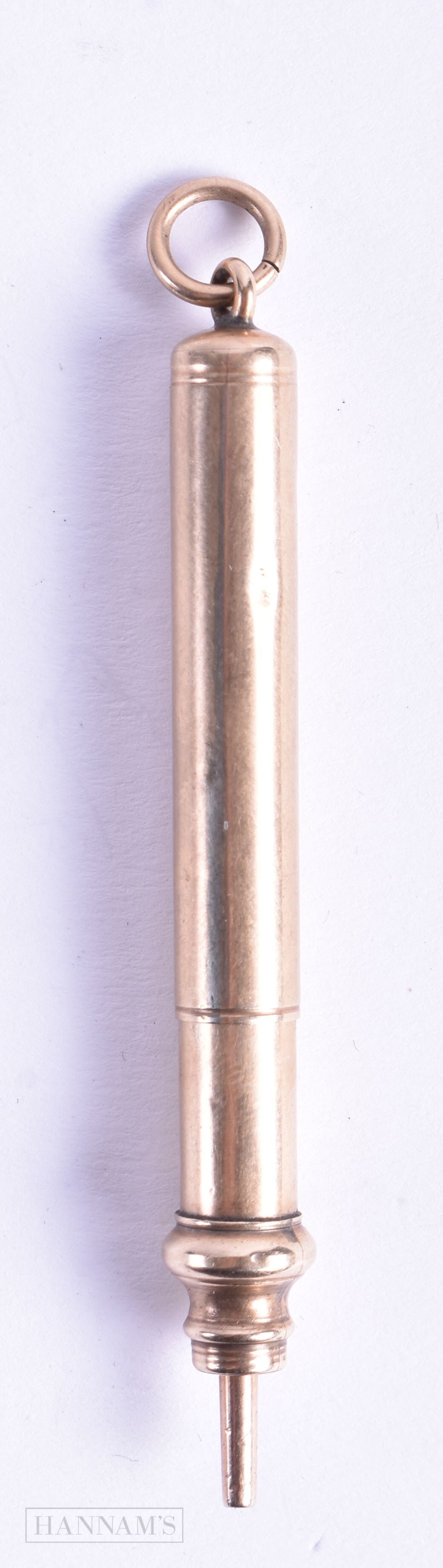 A 9CT GOLD PROPELLING PENCIL. 12.8 grams. 7 cm long extended. (1 of 3)