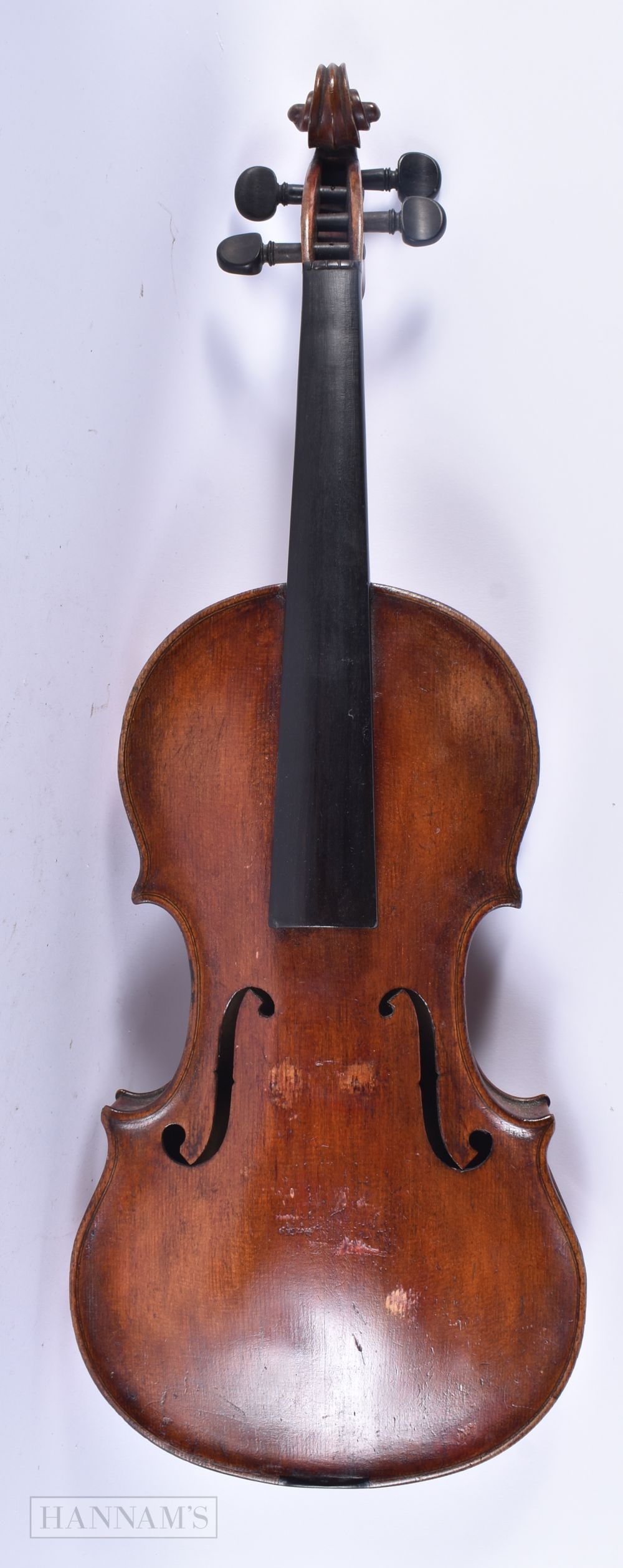 A TWO PIECE BACK VIOLIN. 59 cm long, length of back excluding button 35.5 cm long. (1 of 4)