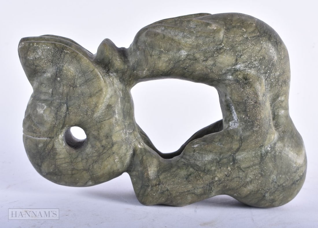 A CHINESE QING DYNASTY ARCHAIC JADE PIG DRAGON. 18cm x 12cm.: A CHINESE QING DYNASTY ARCHAIC JADE PIG DRAGON. 18cm x 12cm.