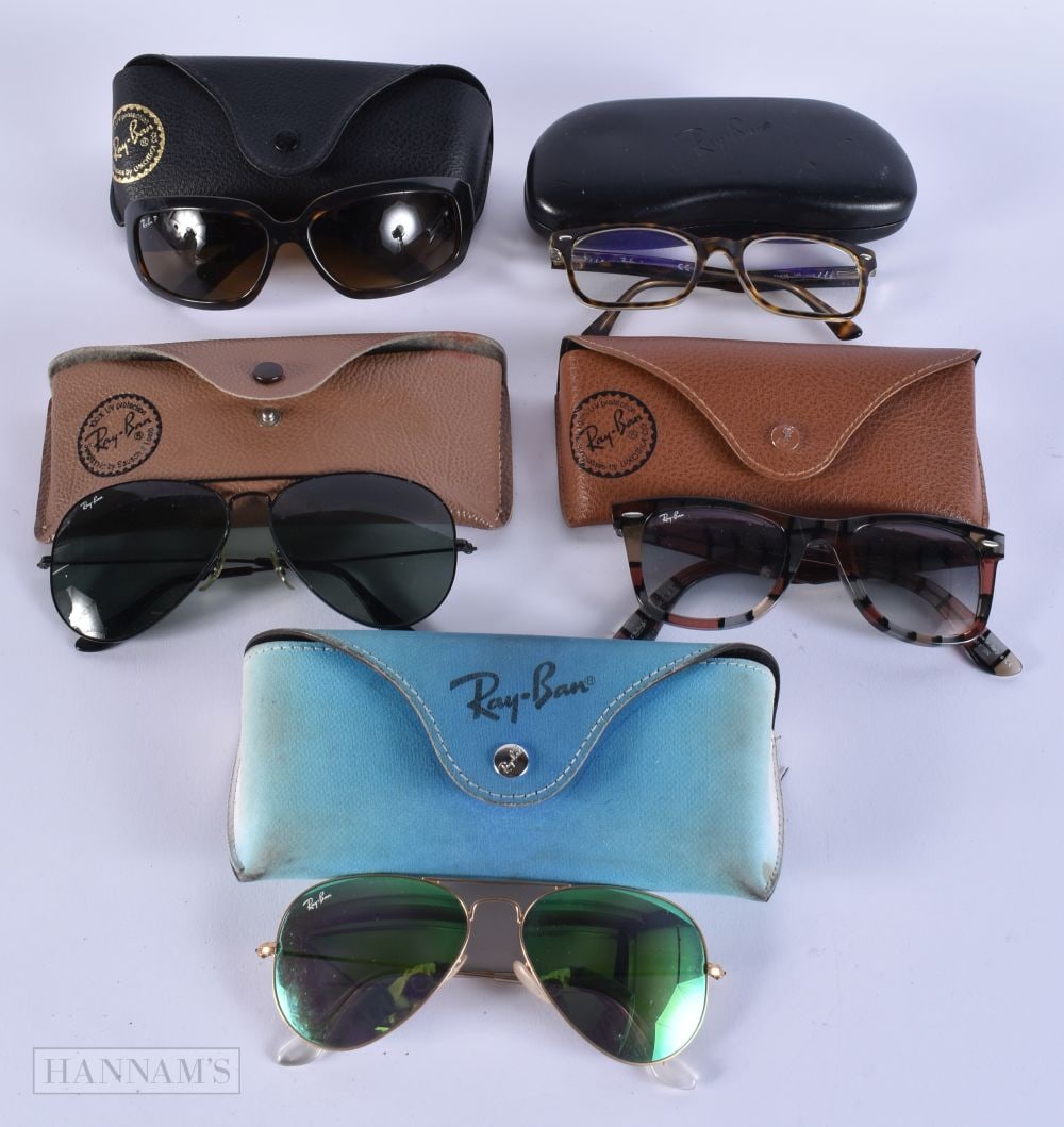 Collection of Designer Ray Ban Sunglasses Inc Cases. (5): Collection of Designer Ray Ban Sunglasses Inc Cases. (5)