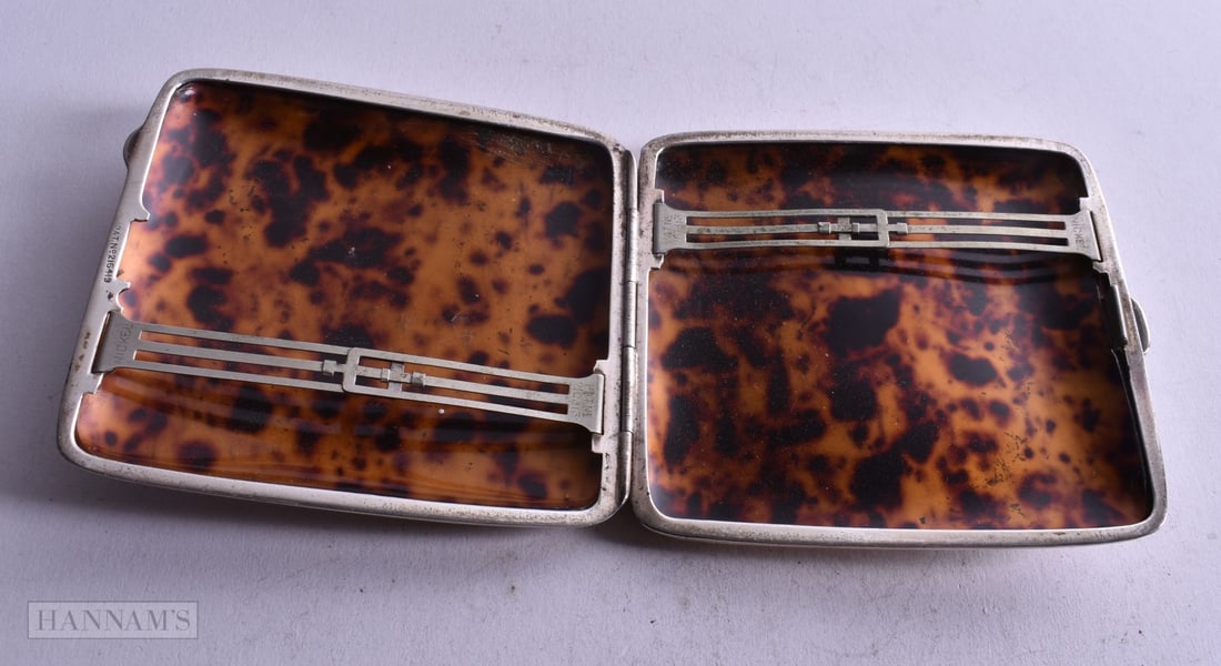 Vintage Art Deco .925 Sterling Silver Cigarette Case 113g. 8.25cm x 9 cm. (1 of 6)