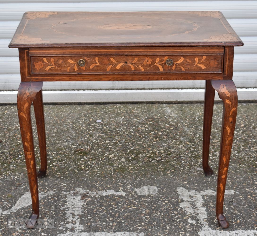 An early 19th Century Continental rosewood inlaid one drawer hall table 71 x 61 x 56cm (1 of 9)