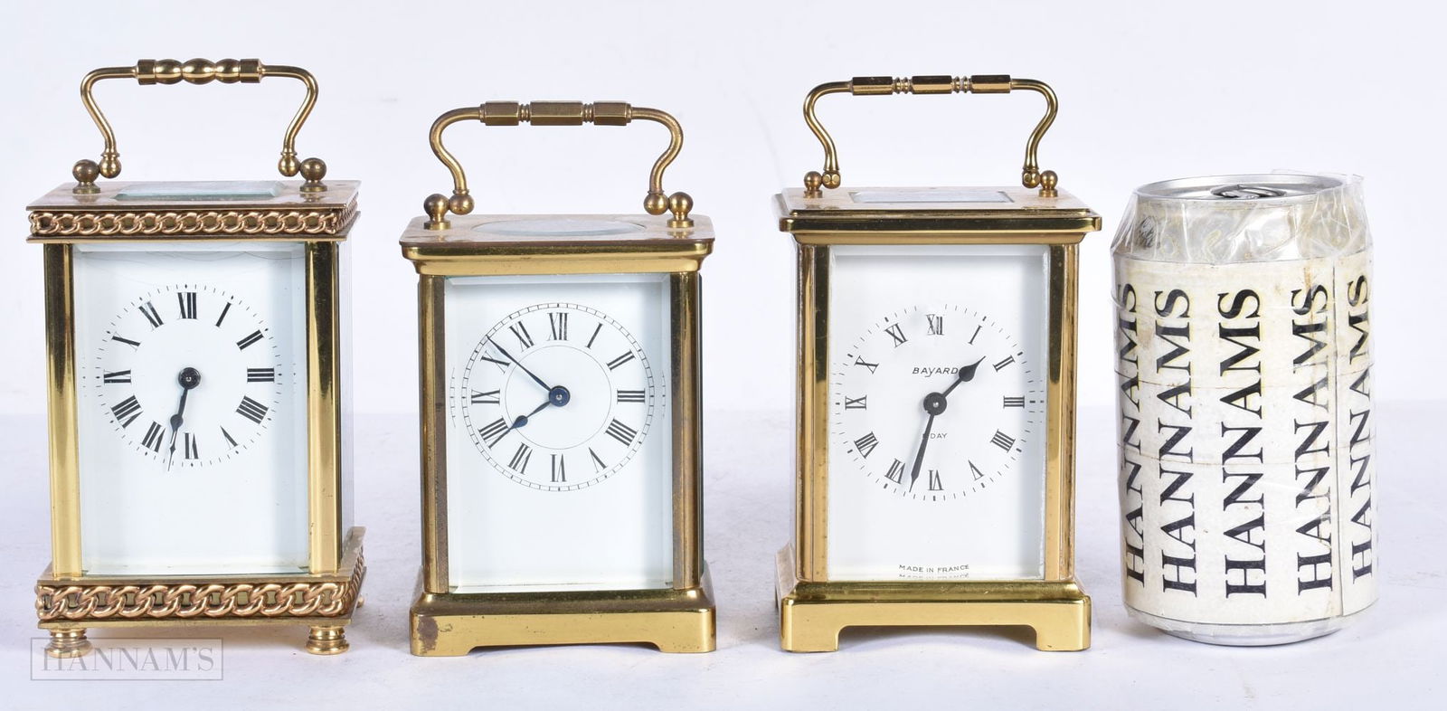 A collection of brass carriage clocks 15 cm (3) (1 of 3)