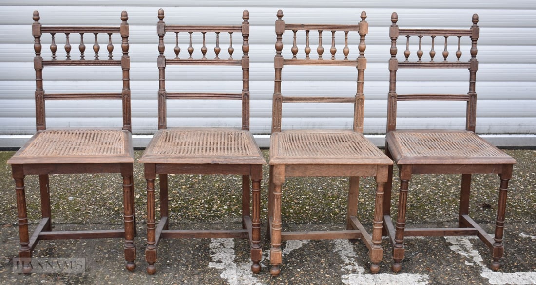 A collection of oak bergere chairs 90 x 38 x 36 cm (4): A collection of oak bergere chairs 90 x 38 x 36 cm (4)